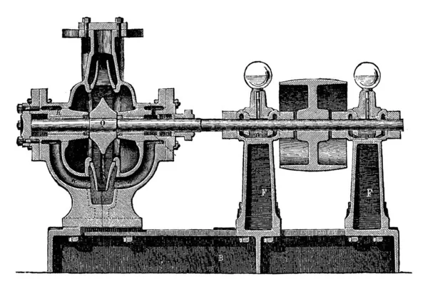 Längdsnitt Centrifugalpump Neut Och Dumont Vintage Ingraverad Illustration Industriella Encyklopedi — Stock vektor