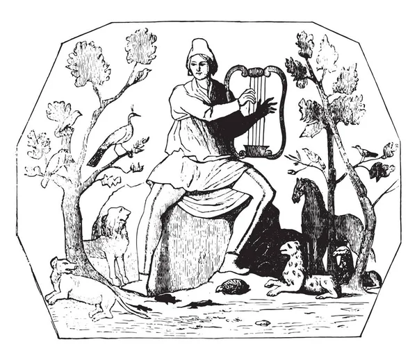 ローマ聖ドミティラのカタコンベの象徴的な絵画は ビンテージの刻まれた図で発見 産業百科事典 1875 — ストックベクタ
