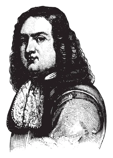 John Hampden 1595 1643 Ele Era Político Inglês Desenho Linha — Vetor de Stock