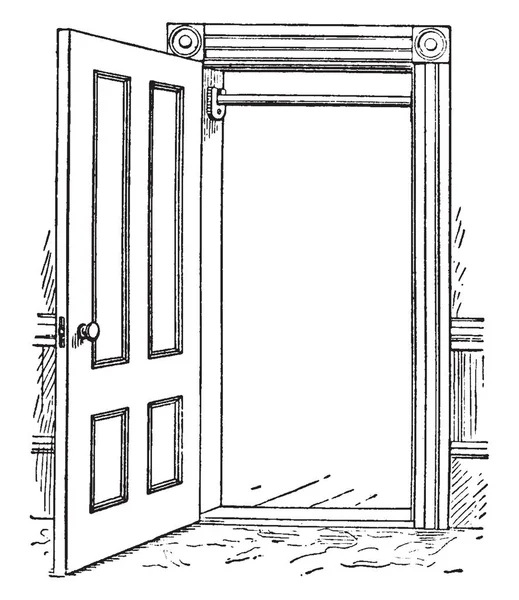 Dveře Vodorovným Pruhem Jednoduché Levné Home Přístroje Cvičení Vintage Kreslení — Stockový vektor