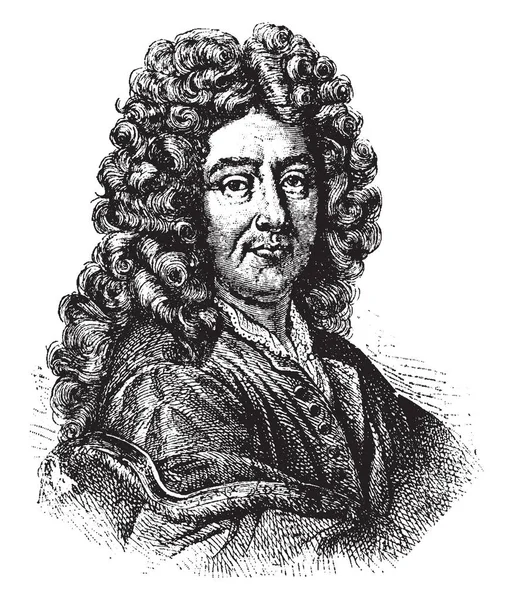 エール 1645 1696 彼はフランスの哲学者 モラリスト 彼の風刺 ビンテージの線描画や彫刻イラストで有名です — ストックベクタ