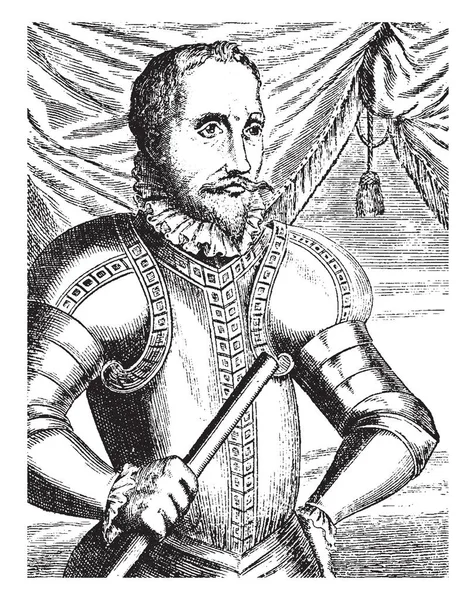 페드로 1497 1553 스페인 정복자와 빈티지 그림의 주지사 — 스톡 벡터
