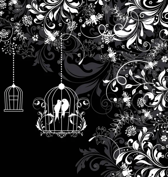 Cages Avec Oiseaux Ornements Illustration Vectorielle — Image vectorielle