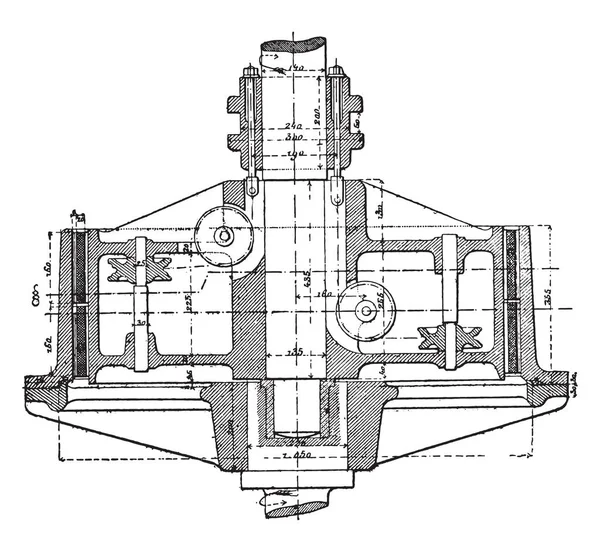 Embrayage Friction Coupé Long Axe Poulie Illustration Gravée Vintage Encyclopédie — Image vectorielle