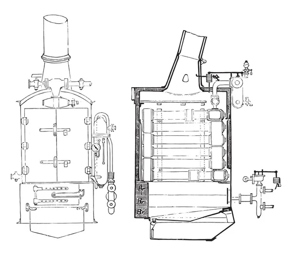 Transmisión Depósitos Para Alimentar Agua Ilustración Grabada Vintage Enciclopedia Industrial — Vector de stock