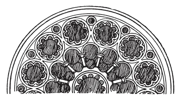 Tracery Est Une Moitié Rosace Ouest Dessin Ligne Vintage Illustration — Image vectorielle