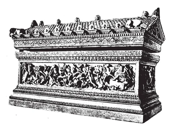 Kamenná Hrobka Která Mnoho Fotografií Alexander Vintage Kreslení Čar Nebo — Stockový vektor