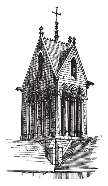 Gable Tower França Terminado Com Gables Dois Lados Todos Quatro —  Vetores de Stock