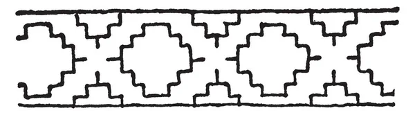 希尔凡设计由菱形图组成 其两侧由一系列步骤 复古线图或雕刻构成 — 图库矢量图片