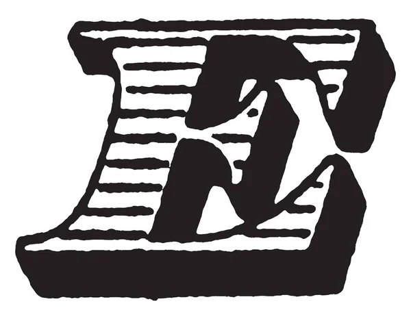 Велика Літера Італійській Мові Лініями Вінтажним Малюнком Або Гравюрною Ілюстрацією — стоковий вектор