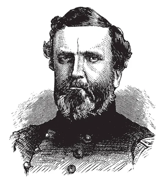 托马斯将军 1816 1870 他是美国陆军军官和联邦将军在美国内战期间 复古线条画或雕刻插图 — 图库矢量图片
