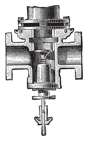 Tangye Engine Cutting Steam Inlet Lantern Vintage Engraved Illustration Industrial — Stock Vector