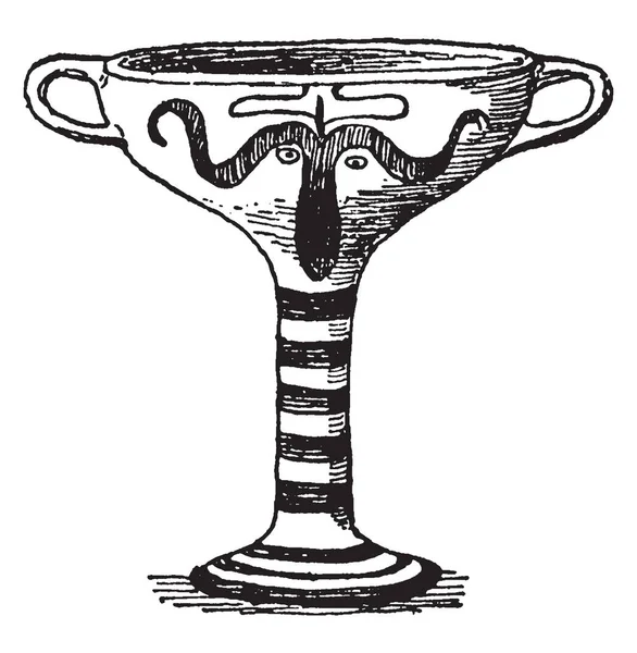 迈锡尼花瓶是古希腊的主导文化 它是希腊花瓶 复古线条绘画或雕刻 — 图库矢量图片
