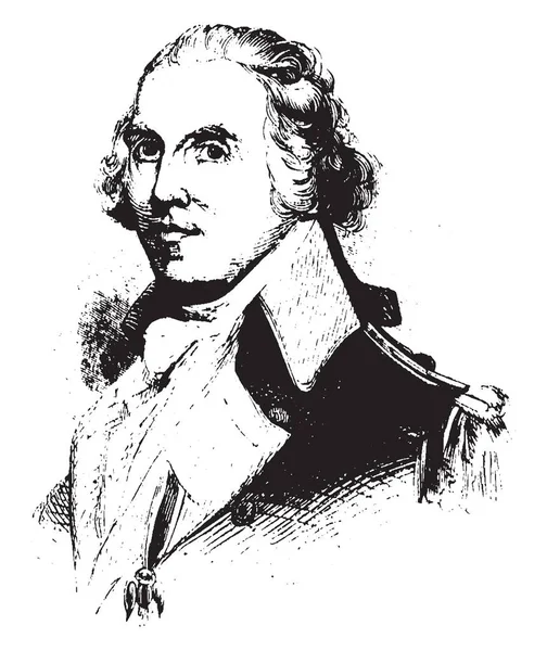 大佐ピーター ガンズヴォート 1749 1812 彼は大陸軍隊の大佐の間アメリカの革命的な戦争 ビンテージの線描画や彫刻イラスト — ストックベクタ