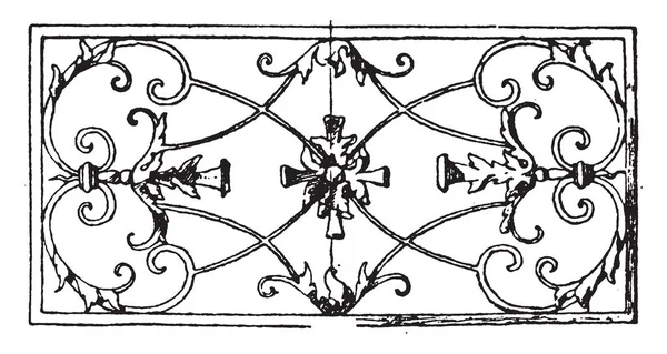 Panneau Oblong Fer Forgé Est Dessin Xviie Siècle Trouvé Dans — Image vectorielle