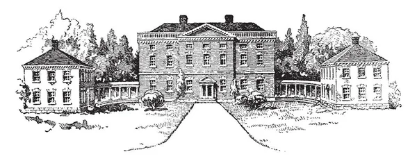 Josiah Martin Royal Governor North Carolina Residence Vintage Line Drawing — Stock Vector