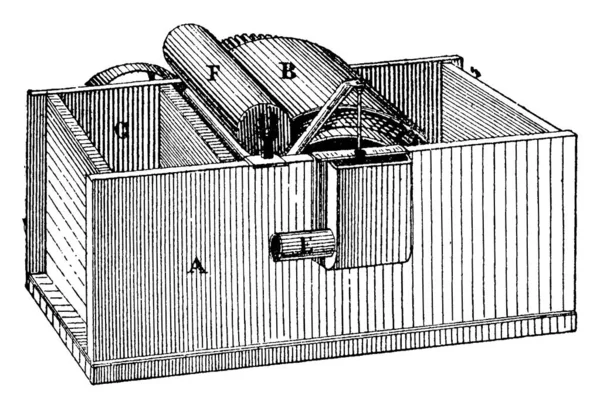 白水繊維回収 ヴィンテージには 図が刻まれています 産業百科事典 1875 — ストックベクタ