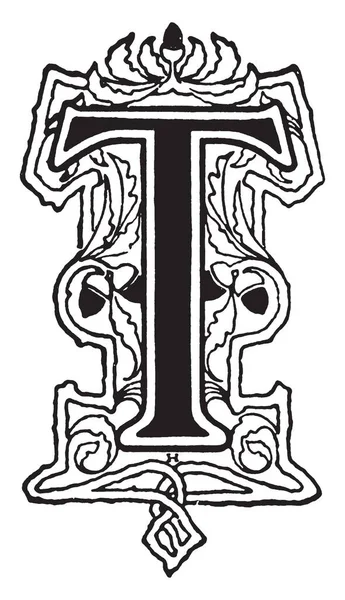Декоративна Величина Літери Вінтажний Малюнок Лінії Або Гравюрна Ілюстрація — стоковий вектор