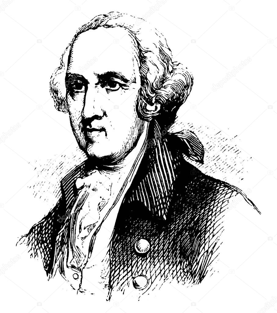 James Rivington, 1724-1802, he was an American journalist, vintage line drawing or engraving illustration