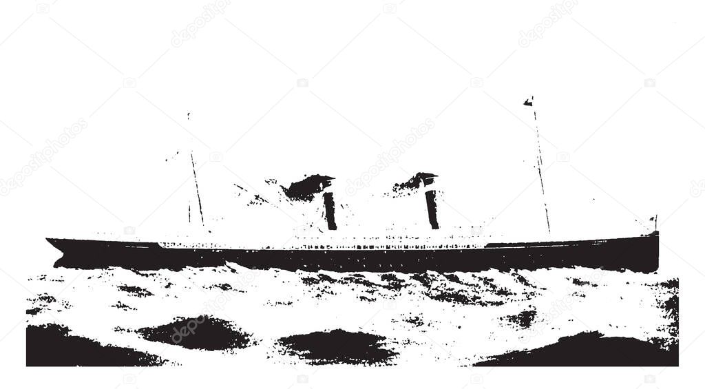 St Louis launched from the Cramps Docks November 12 1894, vintage line drawing or engraving illustration.