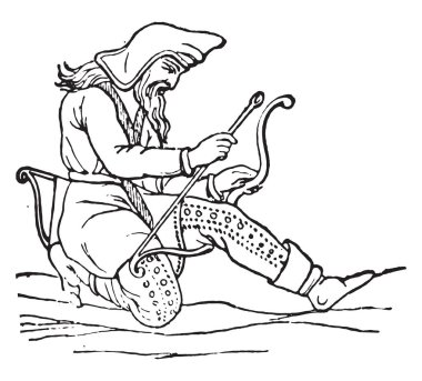 İskit kostümler (sonra Tauris kabirde bulunan bir vazo oyma), vintage oyulmuş illustratio