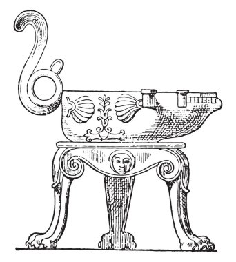 Ayağını lamba, vintage illüstrasyon kazınmış. Antik antika aile-1881, özel hayatı