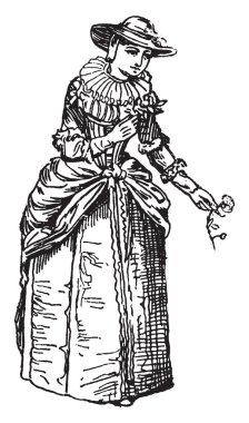 Lady in Charles II zaman Londra'dan İskoçya 1649 üzerinden onun aşırı yükünün 1651, vintage çizgi çizme veya oyma illüstrasyon kadar kralıydı.