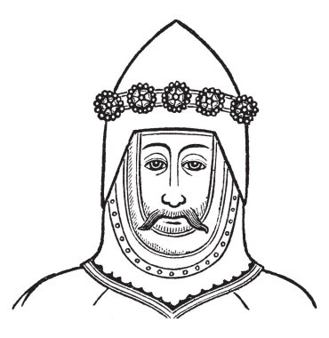 Muhtemelen, Lord Willoughby de Eresby, vintage çizgi çizme veya oyma illüstrasyon Crest-çelenk yapıldı.