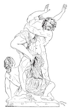 Proserpine kaçırma Girardon tarafından vintage illüstrasyon kazınmış. Endüstriyel ansiklopedi E.-O. Lami - 1875