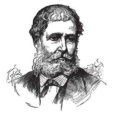 Yüzbaşı Fremont, 1813-1890, o bir Amerikan explorer, siyasetçi, asker ve Arizona, vintage çizgi çizme veya oyma illüstrasyon 5 bölge Valisi yapıldı.
