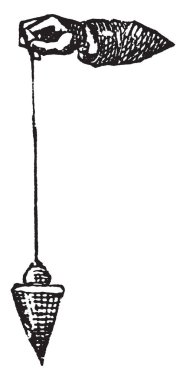 Bu resimde bir düşey yönde, vintage çizgi çizme veya oyma illüstrasyon belirtmek için kullanılan çekül temsil eder..