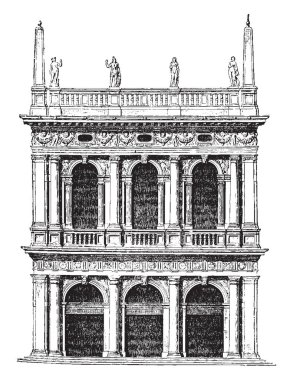 Eski Kütüphane, San Marco, Venedik, sırayla sonraki Jacopo Tatti yapımları, mimar daha sonra Roma, vintage çizgi çizme veya oyma illüstrasyon devam Floransa Okulu eğitim gördü.