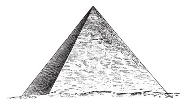 Büyük piramit, Giza, Mısır mimarisi, ghizeh, Khufu'nun piramit, cheops, Khufu piramit, vintage çizgi çizme veya oyma illüstrasyon Piramidi.