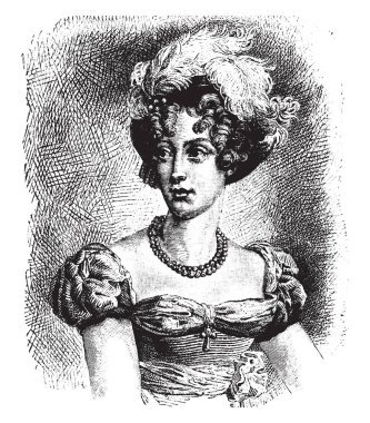 Marie Caroline, 1798-1870, Bourbon House, vintage çizgi çizme veya oyma illüstrasyon İtalyan bir prenses olduğunu