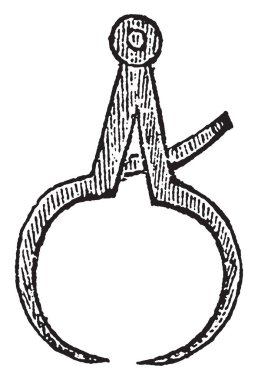 Pusula yuvarlak organları, vintage çizgi çizme veya oyma illüstrasyon çapını ölçmek için bir tür.