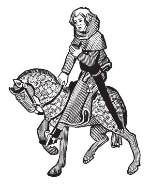 Görevli, bu resim at, vintage çizgi çizme veya oyma illüstrasyon sürme Steward gösteriyor.