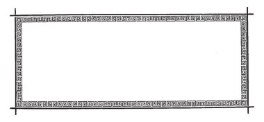 Menderes afiş var kenarlık, vintage çizgi çizme veya oyma illüstrasyon astar.