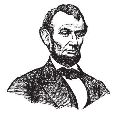 Abraham Lincoln, 1809-1865, o bir devlet adamı, avukat ve 1865 1861 kimden Amerika Birleşik Devletleri, vintage çizgi çizme veya oyma illüstrasyon on altıncı başkanı oldu