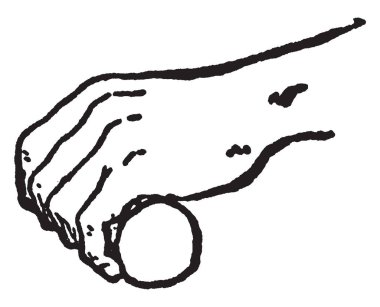 Kürek pozisyonu yakalamak: bilek düz kalması gerektiğini ve parmakları sadece bağımlısı kolu, vintage çizgi çizme veya oyma illüstrasyon üzerinden.