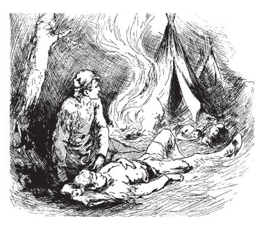 Daniel Boone, 1734-1820, o bir Amerikan öncü, explorer, nitelendiren ve Amerika Birleşik Devletleri onun arama ve düzenleme, vintage çizgi çizme veya oyma illüstrasyon için ünlü ilk halk kahramanlarından biri yapıldı.
