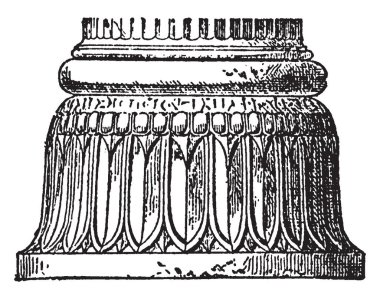 Farsça mimarisi olan sütun temel Persepolis, vintage çizgi çizme veya oyma illüstrasyon.