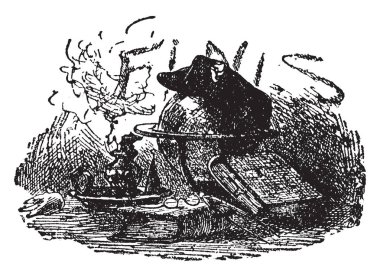 Dünya küre ve kitap, küre, vintage çizgi çizme veya oyma illüstrasyon sürekli kitap üzerinde tutulur gözlük şapka şapka Globe, bu resmi gösterir