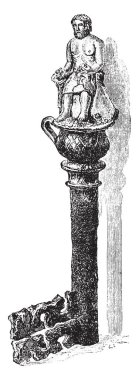 Antika anahtar bulma Tarare etrafında vintage illüstrasyon kazınmış. Endüstriyel ansiklopedi E.-O. Lami - 1875