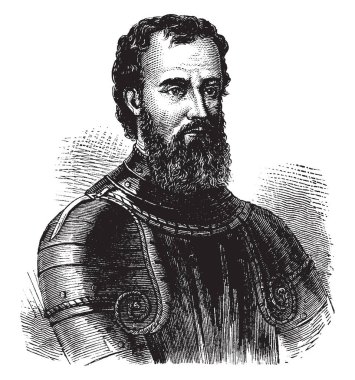 Verrazano, 1485-1528, Kuzey Amerika, vintage çizgi çizme veya oyma illüstrasyon İtalyan kaşif olduğunu