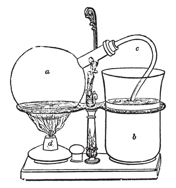 这个插图代表 Napiers 咖啡器具 蒸汽压力和真空产生咖啡 复古线条画或雕刻插图 — 图库矢量图片