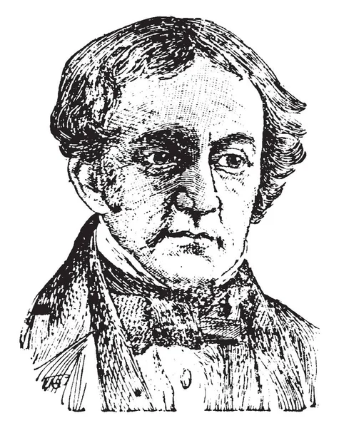 William Prescott 1796 1859 Fue Historiador Estadounidense Hispanista Ilustración Líneas — Archivo Imágenes Vectoriales