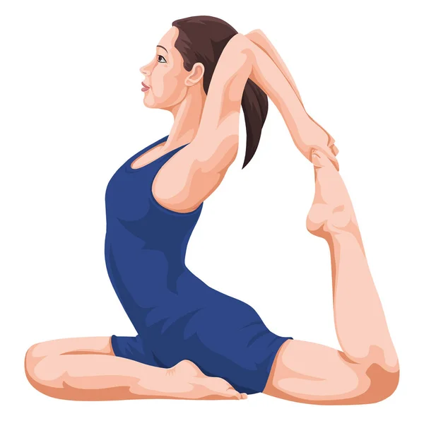 Ilustración Vectorial Mujer Realizando Yoga — Vector de stock