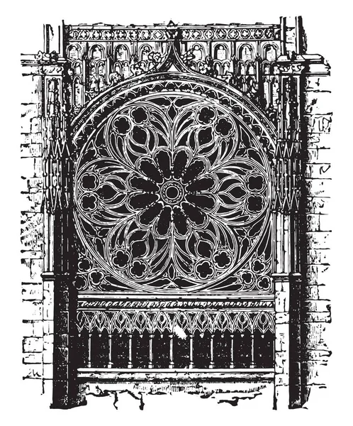 Rosa Catedral Rouen Del Siglo Xiv Ilustración Grabada Vintage Enciclopedia — Vector de stock