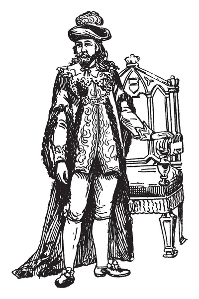 Cette Illustration Représente Lord Mayor Londres Époque Charles Dessin Ligne — Image vectorielle