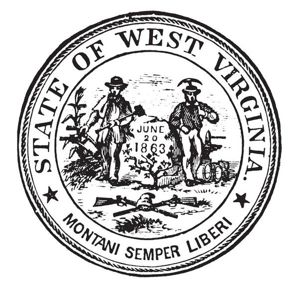 Siegel Des Staates Westvirginia 1904 Dieses Siegel Hat Kanonen Und — Stockvektor